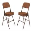 2 Pack Upholstered Premium Folding Chairs with Metal Frame and Fabric Padded Seat, 300 lbs Capacity (Gold/Brown) view 1