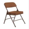 2 Pack Upholstered Premium Folding Chairs with Metal Frame and Fabric Padded Seat, 300 lbs Capacity (Gold/Brown) view 2