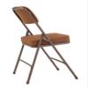 2 Pack Upholstered Premium Folding Chairs with Metal Frame and Fabric Padded Seat, 300 lbs Capacity (Gold/Brown) view 3