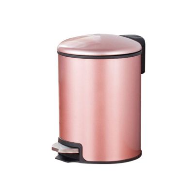 Garbage Recycling Bin Stainless Steel Trash Can Pedal Type Household Trash Bin with Cover Creative Fashion Kitchen Bathroom Pedal Garbage Bin 4 Colors Kitchen Trash Can ( Color : Rose gold , Size : 12