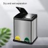 Garbage Recycling Bin Foot-Operated Trash Can with Lid Large Capacity Stainless Steel Trash Can Household Kitchen Dry and Wet Garbage Classification Garbage Bin Kitchen Trash Can (Size : Silver-45L) view 4