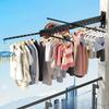 Versatile Wall Mounted Retractable Clothes Drying Rack - Heavy Duty Laundry Hanger with Space Saving Design and Collapsible Feature for Multifunctional Use (Silvery-3 pole with 4 Horizontal bar) view 2