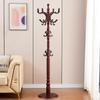 GAMNOF Wood Coat Rack Stand Wooden Coat Rack Freestanding Hall Coat Tree with Sturdy Round Base and 14 Hooks for Hats Bags Purses Vintage Coat Tree Hanger Stand for Entryway Hallway Bedroom, Brown view 2