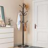 GAMNOF Metal Coat Rack Freestanding Sturdy Heavy Duty Coat Rack Stand with Natural Marble Base Modern Coat Racks Hall Tree Hats Hanger Holder Stand with 12 Hooks for Entryway Hallway Office, Black view 2