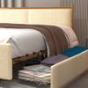 Anwickmak Classic Steamed Bun Back Metal Frame Solid Wood Ribs with Four Storage Drawers Spongy Bag Comfortable and Elegant Atmosphere No Box Spring NeededEasy Assembly k Size (Beige+Yellow) view 3