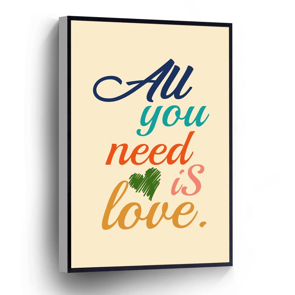 PUCHYUCT All You Need Is Love Canvas Wall Art 70S Poster Inspirational Quote Sign Stretched And Framed Ready To Hang For Living Room,Bedroom,Classroom Etc (16" X 24")