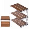 DMCHENGMA Quick-Fold Side Table, 304 Stainless Steel Frame + Solid Wood Desktop Table Portable Fold Up Table Outdoor Utility Folding Tables, Free Installation Shelf view 1