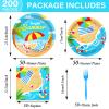 50 Guests Beach Plates and Napkins Party Supplies Summer Birthday Party Decorations Disposable Tableware Set Beach Dinnerware Favor for Kids, 200PCS view 2