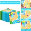 50 Guests Beach Plates and Napkins Party Supplies Summer Birthday Party Decorations Disposable Tableware Set Beach Dinnerware Favor for Kids, 200PCS view 3