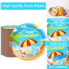 50 Guests Beach Plates and Napkins Party Supplies Summer Birthday Party Decorations Disposable Tableware Set Beach Dinnerware Favor for Kids, 200PCS view 4