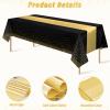 12 Pack Black and Gold Tablecloth and Table Runner Set Party Decorations, Black and Gold Plastic Disposable Tablecloth and Satin Table Runner for Wedding Birthday Bridal Graduation Anniversary Party view 3