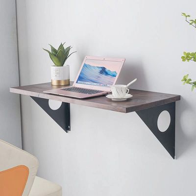 FOF FRIEND OF FAMILY Industrial Rustic Wall Mounted Table, Dining Table Desk, Soild Pine Wood Wall Mounted Bar Tables (Walnut Color, 40" X 18")