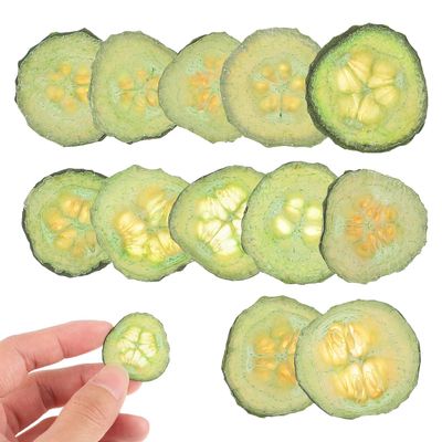 12pcs Real Dried Cucumber Slices Natural Pressed Cucumber Props Fruit Vegetables Model for Resin Art, DIY Crafts, Jewelry Making, Soap & Candle Decor Green - 1.34inch
