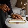 Cabilock Xmas Vintage Gold Mirror Jewelry Tray, Oval Display Tray 23x9.5cm view 2