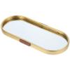 Cabilock Xmas Vintage Gold Mirror Jewelry Tray, Oval Display Tray 23x9.5cm view 3