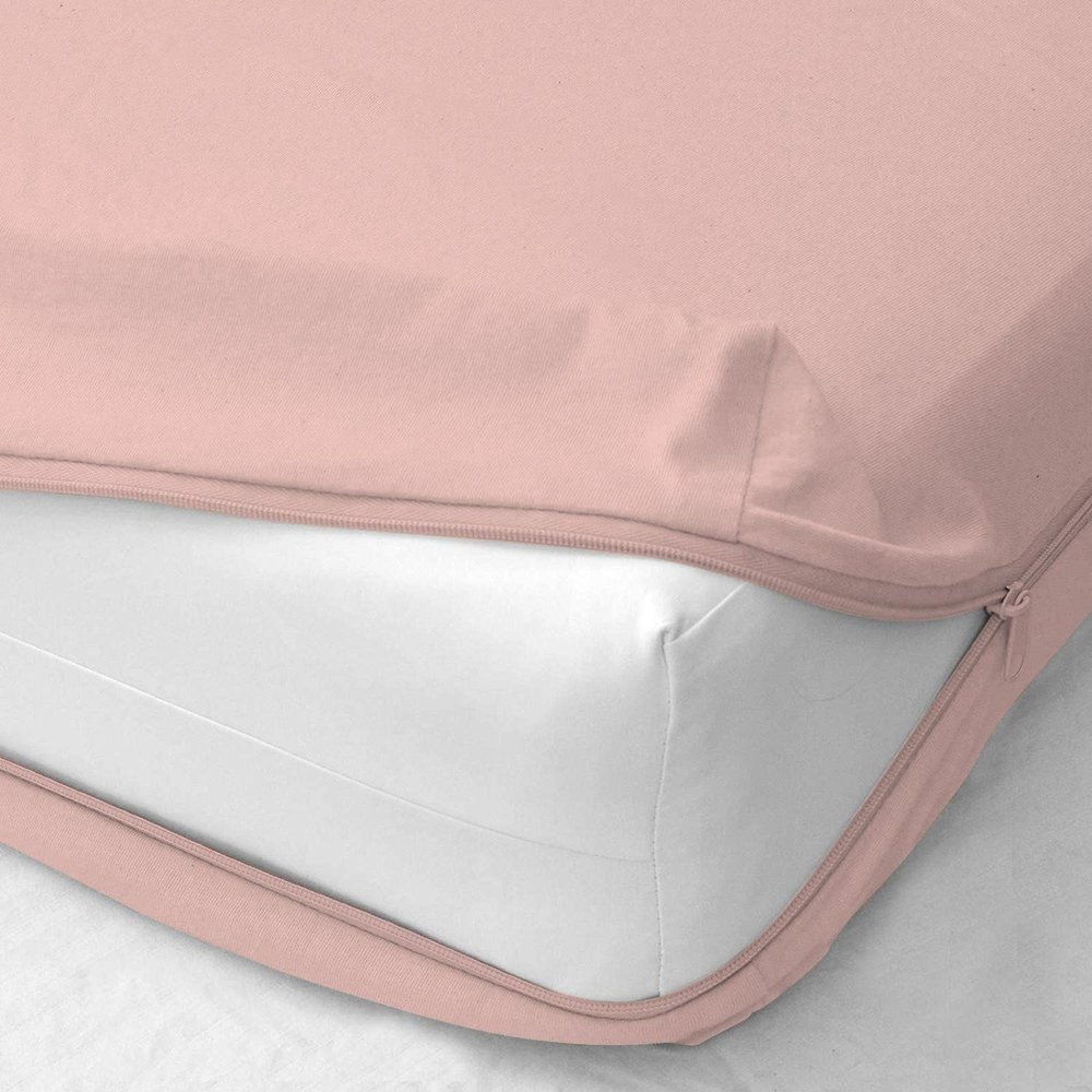 Zipper Fitted Sheet 5 Inch Drop Extra Deep Pocket, Soft 400 Threadcount 100% Egyptian Cotton, Hotel Quality Bottom Sheet, Shrinkage and Fade Resistant, Easy Care (California King, Pink)
