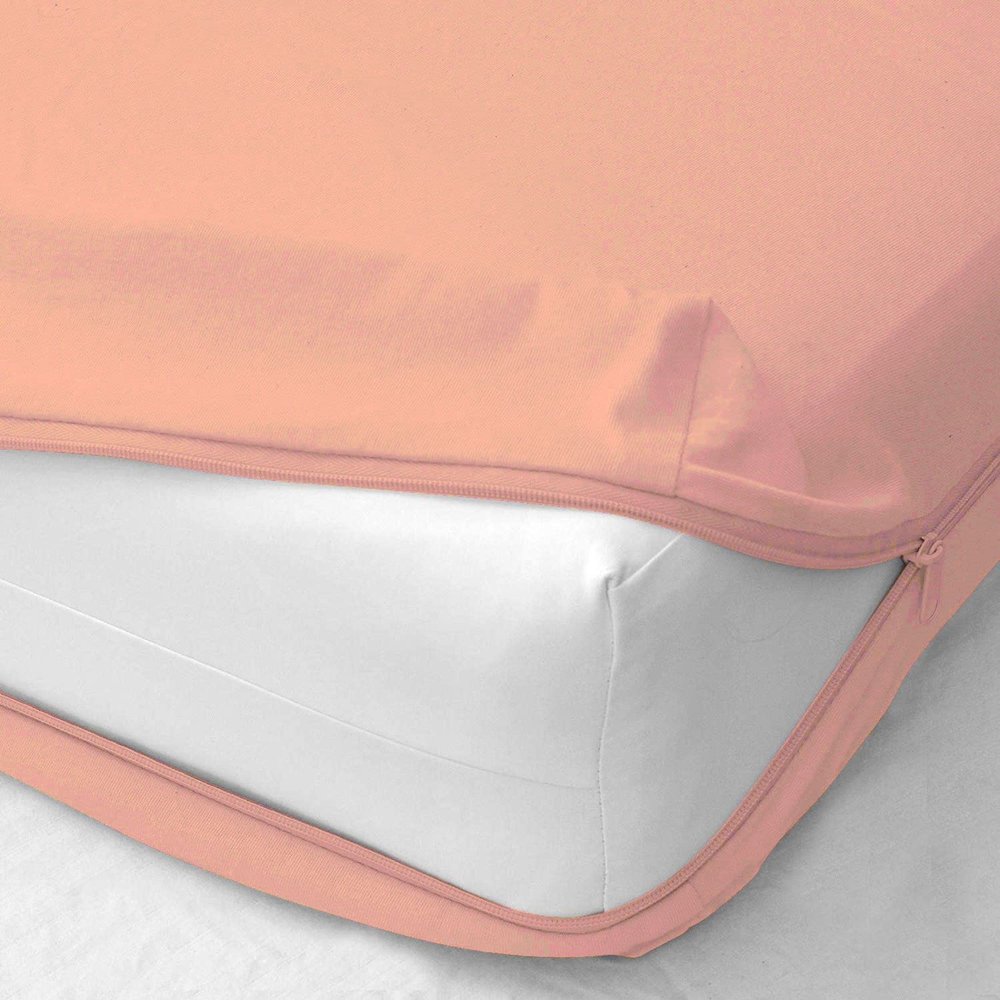 Zipper Fitted Sheet 12 Inch Drop Extra Deep Pocket, Soft 400 Threadcount 100% Egyptian Cotton, Hotel Quality Bottom Sheet, Shrinkage and Fade Resistant, Easy Care (California King, Peach)
