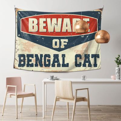 CakJuice Tapestries for Bedroom Beware of Bengal Cat Tapestry Bedroom Accessories Kawaii Room Decor (Size : 100X150CM)
