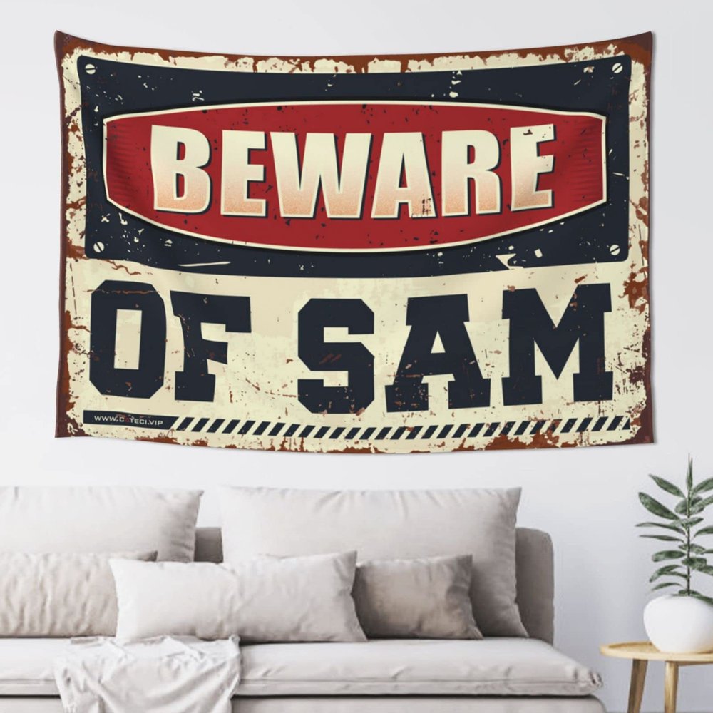 Tapestry Wall Art Beware of Sam Tapestry Tapsterys Wall Tapsterys Wall (Size : 100X150CM)