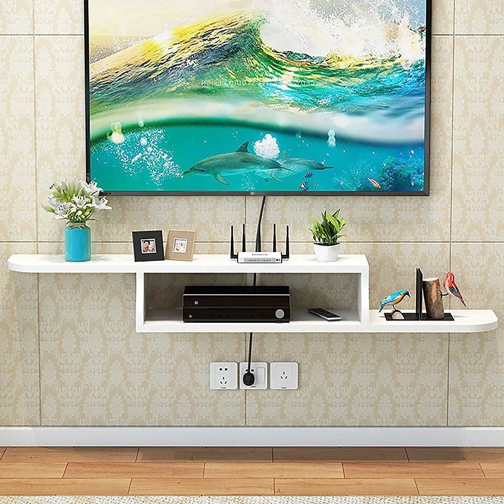 IBOWZ Floating TV Stand Cabinet Wall Hanging Tv Stand,Floating Tv Unit,Wall-Mounted Tv Cabinet for Router Shelf DVD Set-Top Box Storage