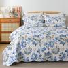 HoneiLife Queen Quilt Bedding Set - 3 Pieces Floral Microfiber Sets Lightweight Bedspreads Wildflower Coverlets Retro Bed Cover All Season Quilts, Blue Branch, Queen/Full-90/''x96/'' view 1