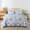 HoneiLife Queen Quilt Bedding Set - 3 Pieces Floral Microfiber Sets Lightweight Bedspreads Wildflower Coverlets Retro Bed Cover All Season Quilts, Blue Branch, Queen/Full-90/''x96/'' view 2