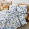 HoneiLife Queen Quilt Bedding Set - 3 Pieces Floral Microfiber Sets Lightweight Bedspreads Wildflower Coverlets Retro Bed Cover All Season Quilts, Blue Branch, Queen/Full-90/''x96/'' view 3