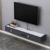 IBOWZ Floating TV Stand Cabinet Wall Mounted Tv Unit Floating Tv Stand Component Shelf,Wall-Mounted Tv Cabinet Console,Wood Video Shelving Shelf,for Bedroom view 4