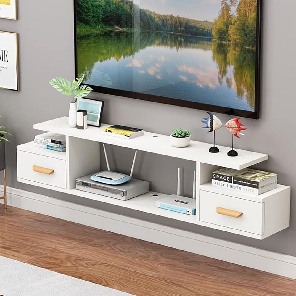 IBOWZ Floating TV Stand Cabinet Floating Tv Stand,Wall Mounted Tv Media Console Floating Tv Stand with Open Storage Shelf,Tv Cabinet Wall Shelf for Living Room Bedroom