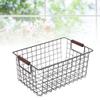 CALLARON Desktop Storage Basket Wrought Iron Decorative Wire Baskets for Home Books Snacks Organizer view 2