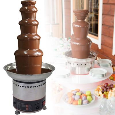 EAGLEG 4/5/6/7 Tiers Chocolate Fountain Machine Commercial Stainless Steel Chocolate Fountain Cheese Heated Melting Machine for Party Restaurant Wedding for Nacho Cheese, BBQ Sauce,5Tier