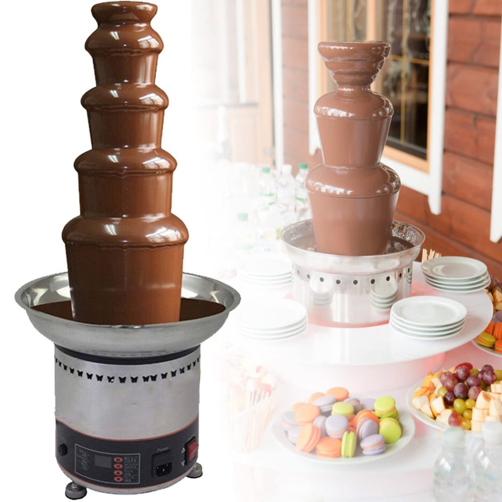 EAGLEG 4/5/6/7 Tiers Chocolate Fountain Machine Commercial Stainless Steel Chocolate Fountain Cheese Heated Melting Machine for Party Restaurant Wedding for Nacho Cheese, BBQ Sauce,5Tier