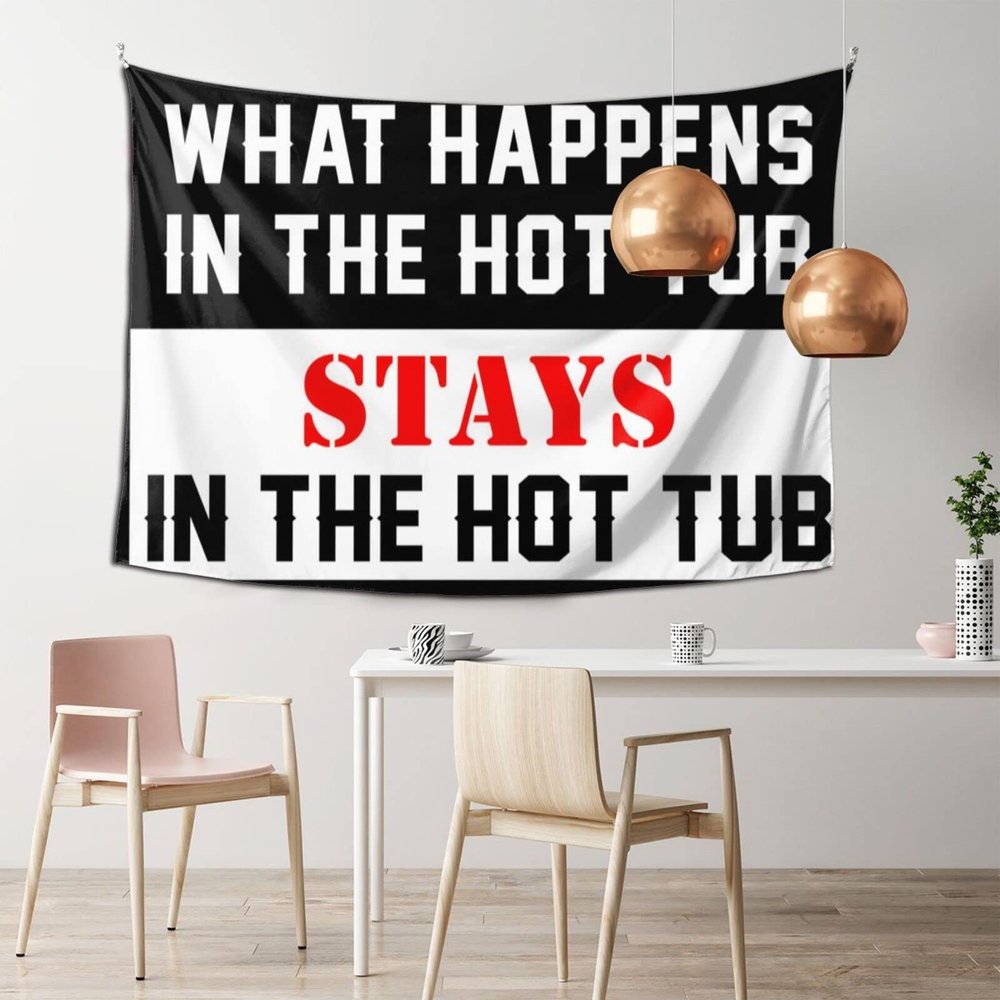 CakJuice Funny Sogns What Happens in The Hot Tub Stays in The Hot Tub Tapestry Cave Man Bar Asthetic Bedroom Assecories (Size : 100X150CM)