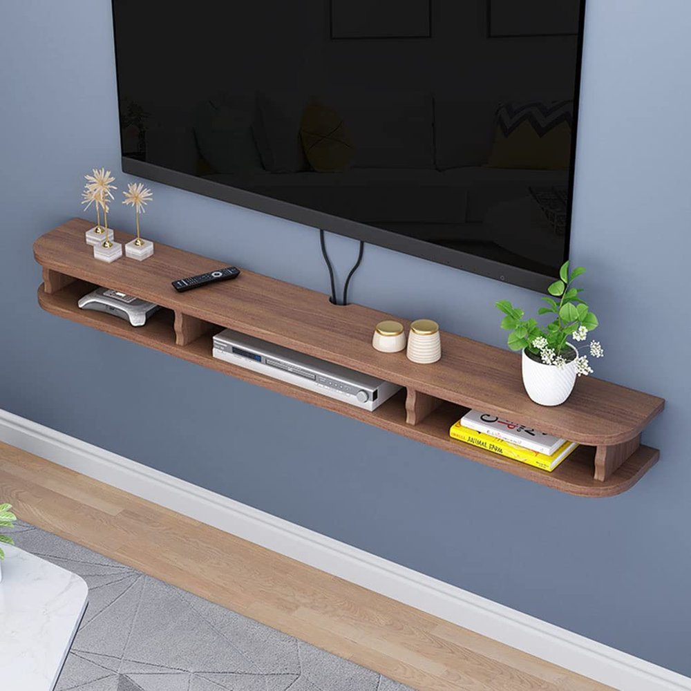 IBOWZ Floating TV Stand Cabinet Floating Shelf for Tv Components Wood Tv Stand Wall Mounted Media Console Entertainment Center Unit for Cable Boxes