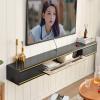 IBOWZ Floating TV Stand Cabinet Floating Tv Stand,Wall Mounted Haning Tv Shelf,Floating Entertainment Centre Multimedia Storage Shelf,Wall Mounted Tv Unit for Livingroom Bedroom view 4