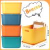 Hoolerry 8 Pieces Colorful Storage Bins with Lid, Plastic Storage Basket Organizing Container Stackable Box with Handle for Shelves Desktop Playroom Office(14.2 x 10.2 x 9.5 Inch,Multi-colored) view 2