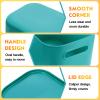 Hoolerry 8 Pieces Colorful Storage Bins with Lid, Plastic Storage Basket Organizing Container Stackable Box with Handle for Shelves Desktop Playroom Office(14.2 x 10.2 x 9.5 Inch,Multi-colored) view 3
