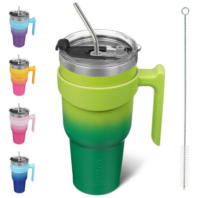 BJPKPK 40 oz Tumbler With Handle Insulated Tumbler With Lid And Straw Stainless Steel Travel Mug Coffee Cups,Bamboo Grove