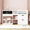 RUNNA Unique Wooden Twin Size Low Loft Bed with Rolling Desk and Shelf,2 Drawers and Guardrails,for Kids Boys Girls Teens Adults Bedroom (White@z, Twin) view 3