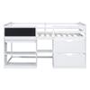 RUNNA Unique Wooden Twin Size Low Loft Bed with Rolling Desk and Shelf,2 Drawers and Guardrails,for Kids Boys Girls Teens Adults Bedroom (White@z, Twin) view 4