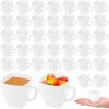 Amyhill 100 Pcs Disposable Tea Cups Mini Plastic Tea Cup Bulk with Handle Hard Plastic Coffee Mug Disposable Square Espresso Mug for Party Catering (White) view 1