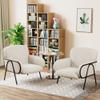 Aklaus Velvet Accent Chair Set of 2 for Living Room Bedroom Upholstered Modern Accent Chairs ArmChairs Reading Chairs Sherpa Club Barrel Chairs for Office Waiting Hosting Room Beige view 1