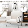 Aklaus Velvet Accent Chair Set of 2 for Living Room Bedroom Upholstered Modern Accent Chairs ArmChairs Reading Chairs Sherpa Club Barrel Chairs for Office Waiting Hosting Room Beige view 3