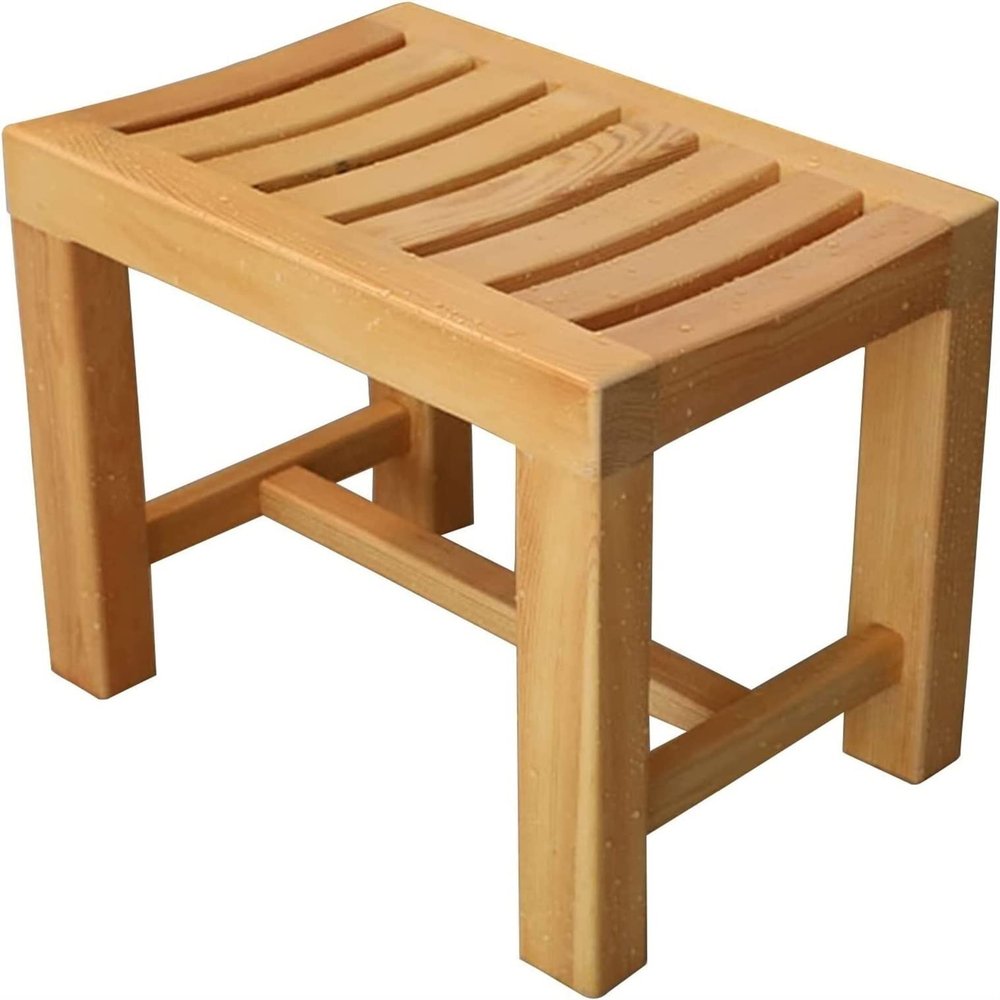 Bathroom Bench Stool Bathtub Shower Chair Bathroom Stool Solid Wood Stool Bath Stool Non-slip Waterproof Shower Stool Bench Storage Shelf Water Resistant Household Footstool for I ( Size : 44*33*46cm