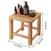Bathroom Bench Stool Bathtub Shower Chair Bathroom Stool Solid Wood Stool Bath Stool Non-slip Waterproof Shower Stool Bench Storage Shelf Water Resistant Household Footstool for I ( Size : 44*33*46cm view 3