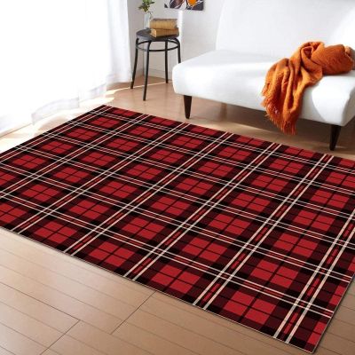 Fashion Buffalo Red Scottish Plaid Area Rugs, Outdoor Runner's Carpet, Non-Slip Large Area Easy to Clean for Kids Boys Girls Living Room Bedroom Game Room Tea Table Sofa, 4ft x 6ft