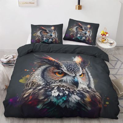 zcwl Owl Duvet Cover Oversized King | Cute Animal Bird Bedding Set | 3 Piece | Soft Microfiber Patterned Comforter Cover with Zipper Ties & 2 Pillowcases | Owl Bedroom & Room Decor