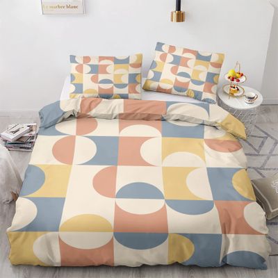 zcwl Queen Duvet Cover Set | Mid Century Modern Bedding Set | Abstract Geometric Pattern | 3 Piece | Soft Microfiber Comforter Cover with Zipper Ties & 2 Pillowcases | Mid Century Bedroom Room Decor