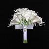 HXSCOO White Calla Lilies Bridal Silk Wedding Bouquet Natural Touch with Pearls Bridesmaid Flower (Color : Bridal Bouquet) view 1