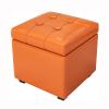 Storage,Leather Foot Rest,Premium Foot Stool Cube with Storage,Modern Storage Stool for Living Room Bedroom-Orange 60x40x42cm(24x16x17inch) view 1
